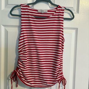 LOFT Striped Red and White Tank Top